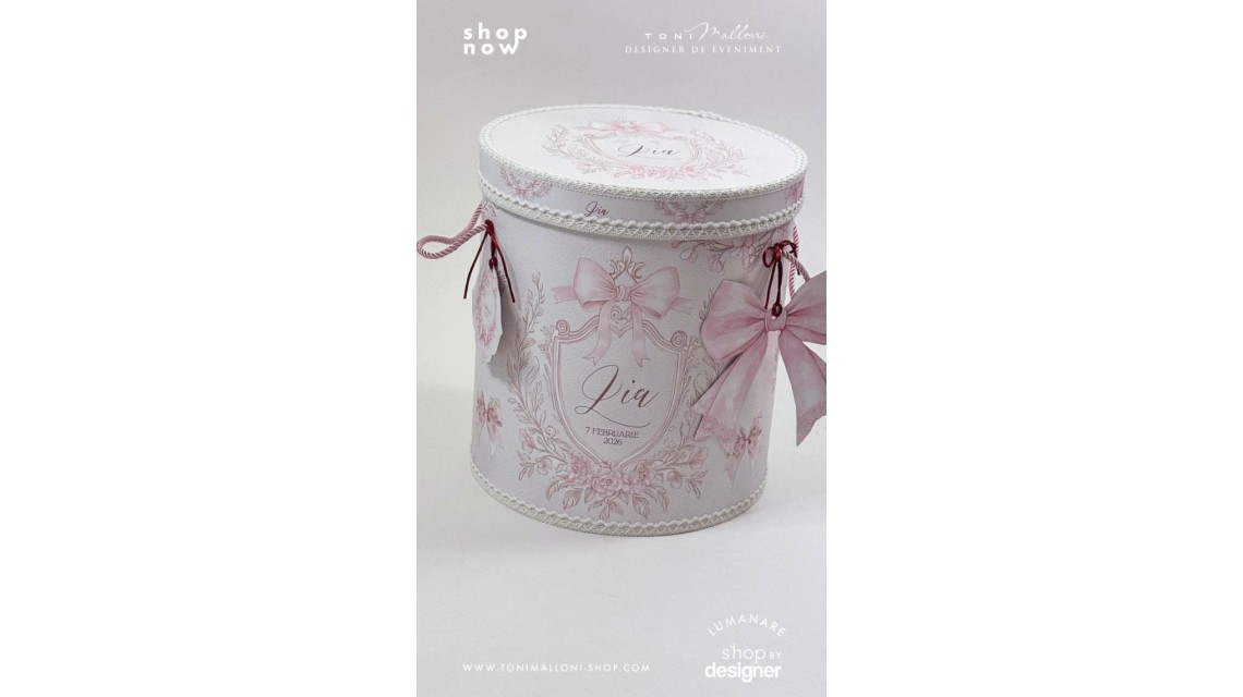 Trusou botez Pink Bows alb murdar, roz pudră și burgundy 15